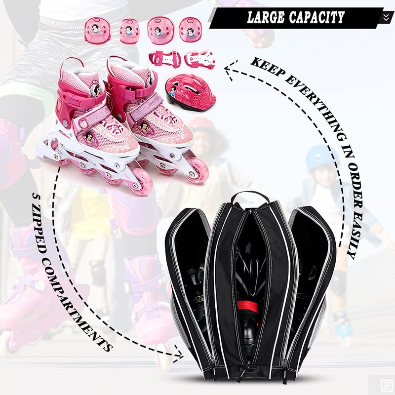 TOPOWN Ice Skate Bag for Men & Women - Roller Skate Bag in Black & Rose Red - Image 4